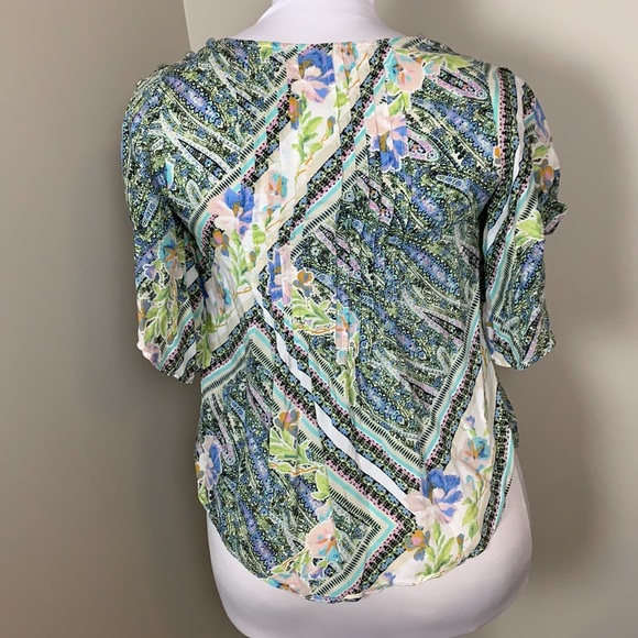 MAEVE Anthropologie Floral Split Sleeve Blouse Size 2 - Picture 2 of 7